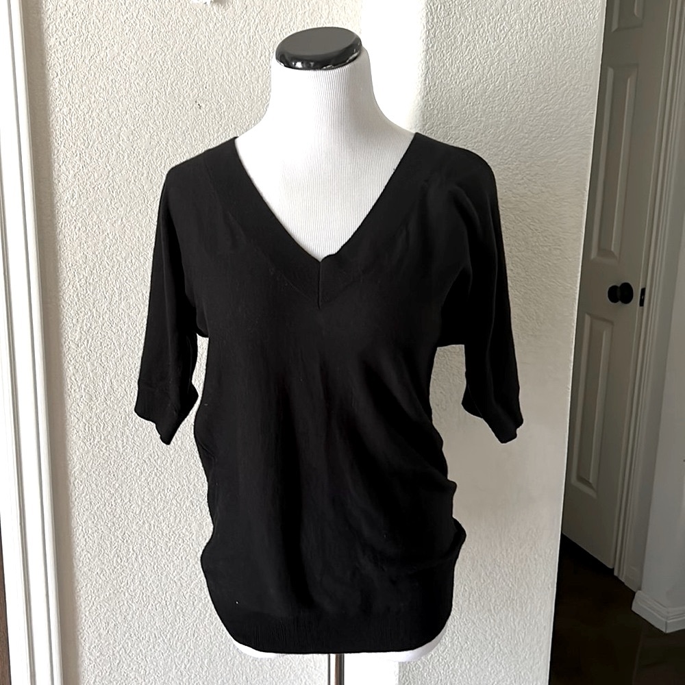 Martin + Osa Womens Cashmere Black Sweater Top Dark Academia Soft Silk Small